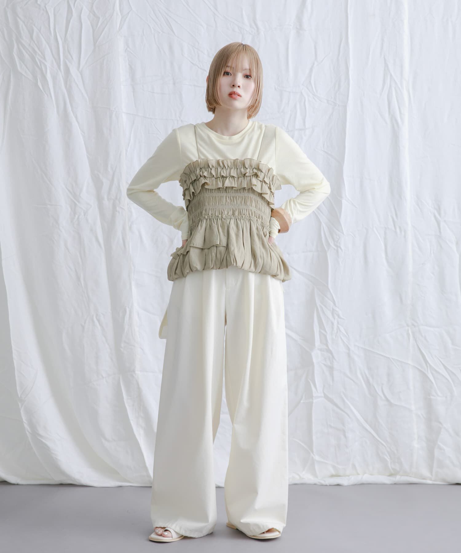  「シャーリングビスチェSETトップス」|Tシャツ・カットソー|