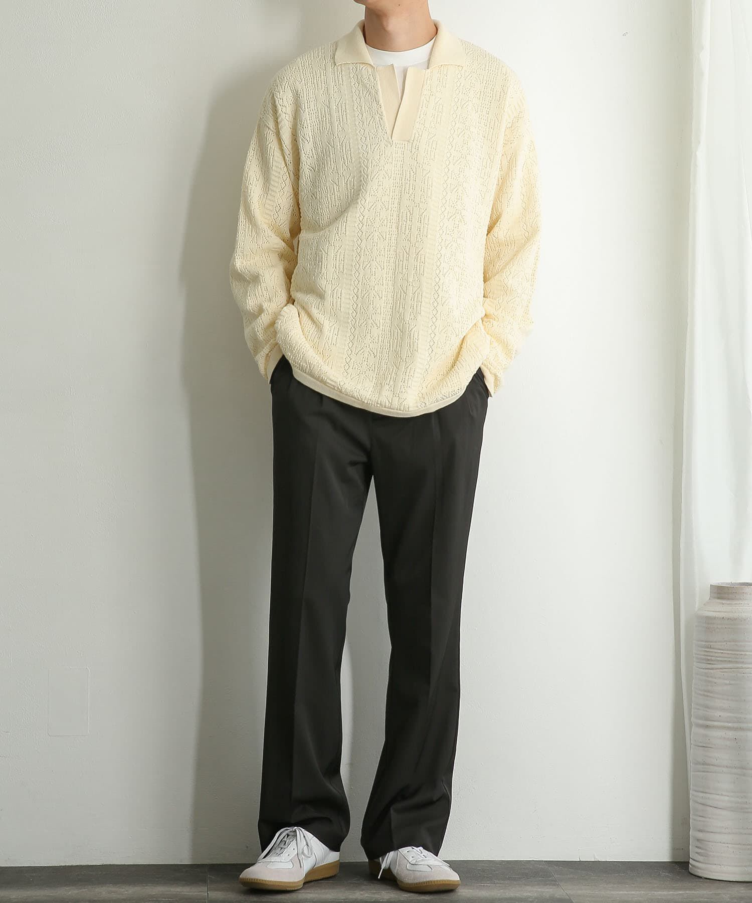 SENSE OF PLACE by URBAN RESEARCH「『ユニセックス』レースアミニットポロシャツ」|ニット・セーター|