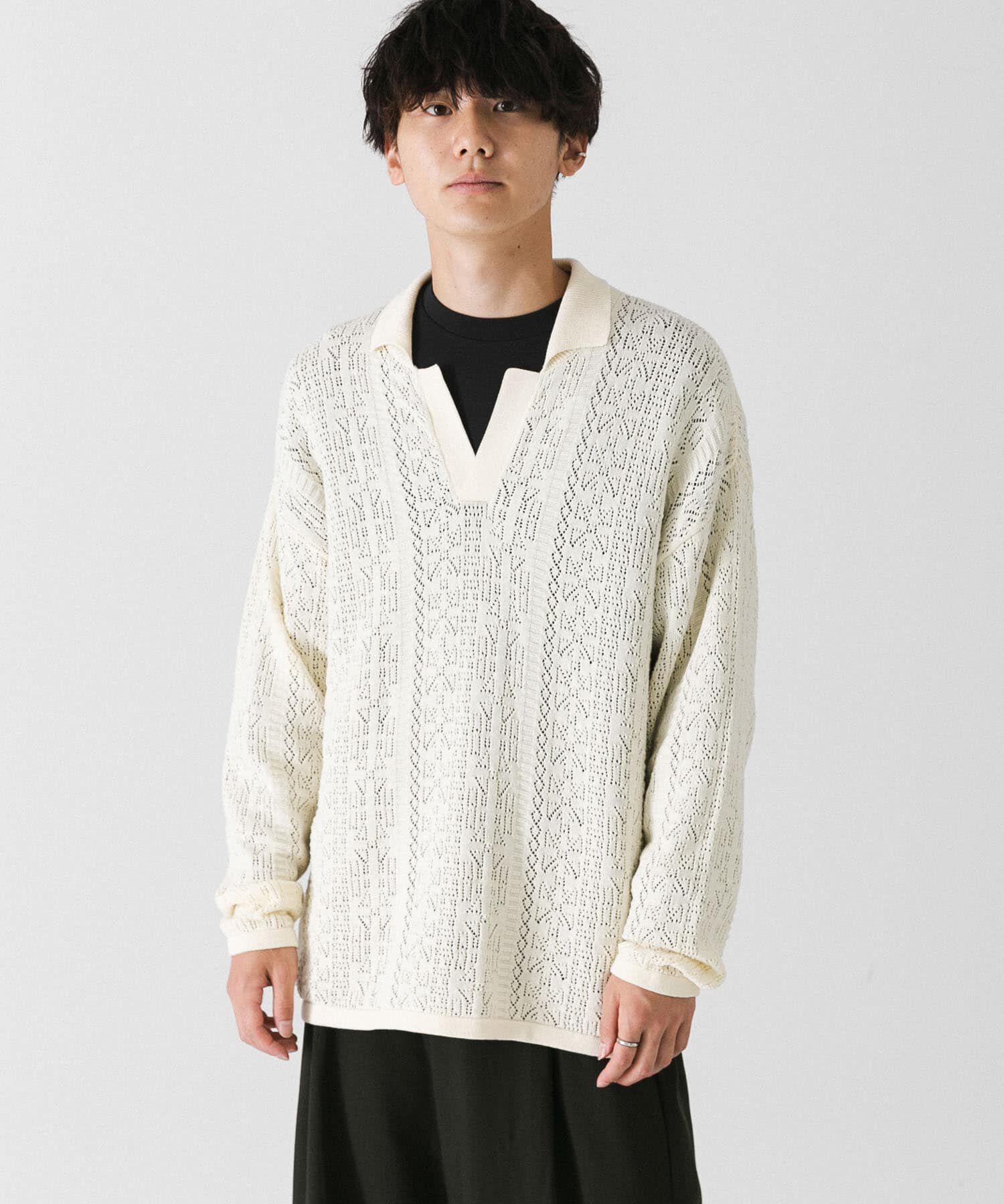 SENSE OF PLACE by URBAN RESEARCH「『ユニセックス』レースアミニットポロシャツ」|ニット・セーター|