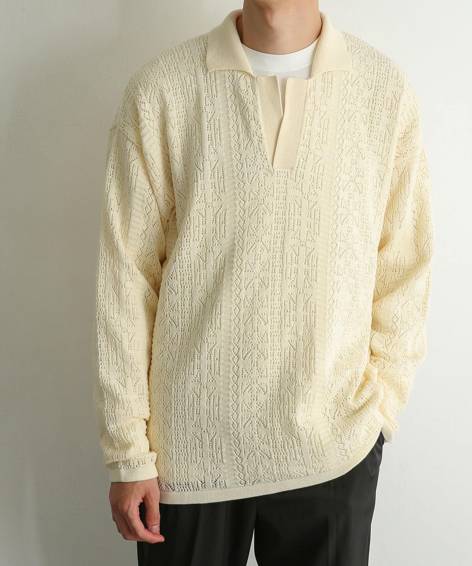 SENSE OF PLACE by URBAN RESEARCH「『ユニセックス』レースアミニットポロシャツ」|ニット・セーター|