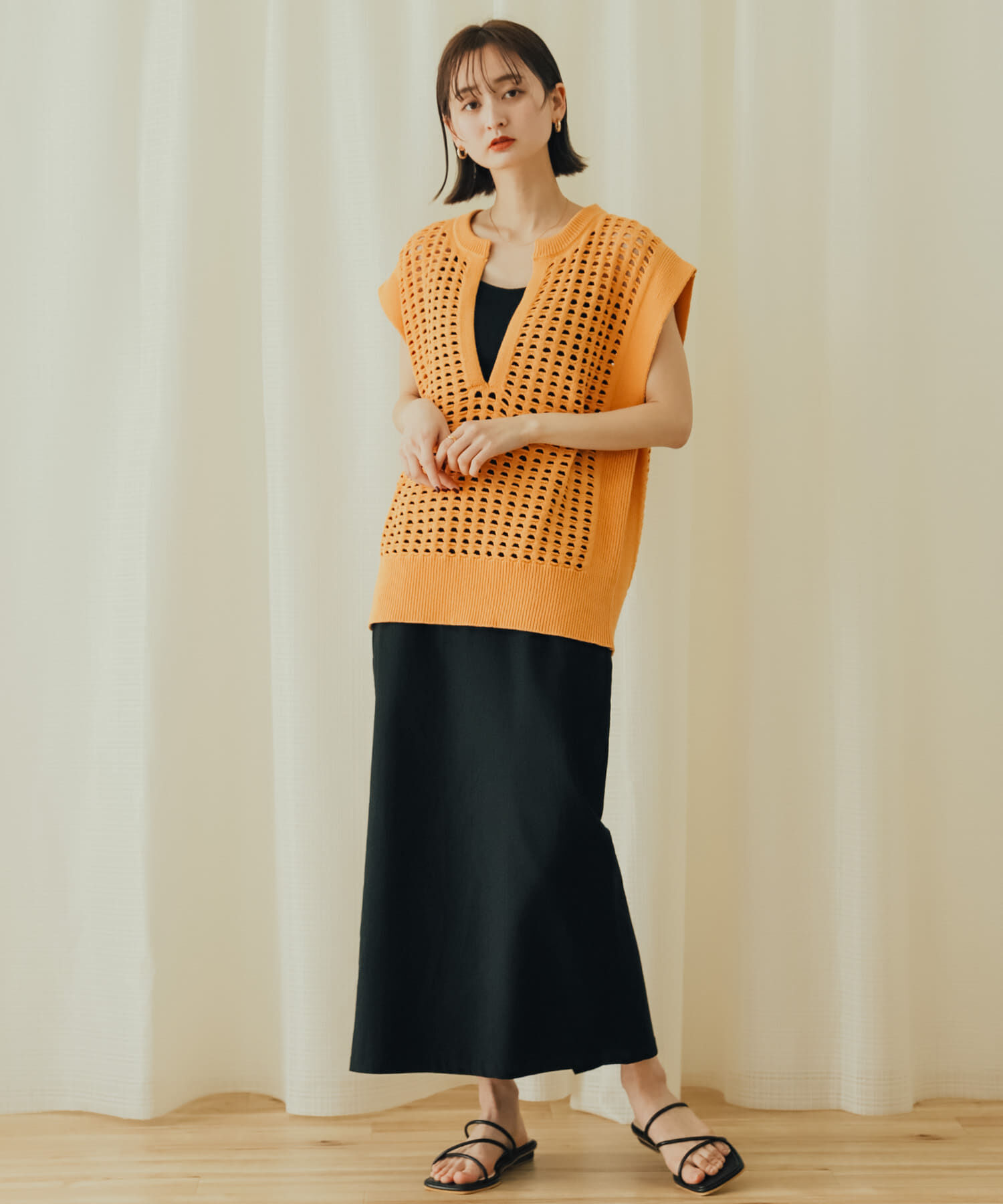 SENSE OF PLACE by URBAN RESEARCH「ホールメッシュキーネックニットベスト」|ベスト・ジレ|