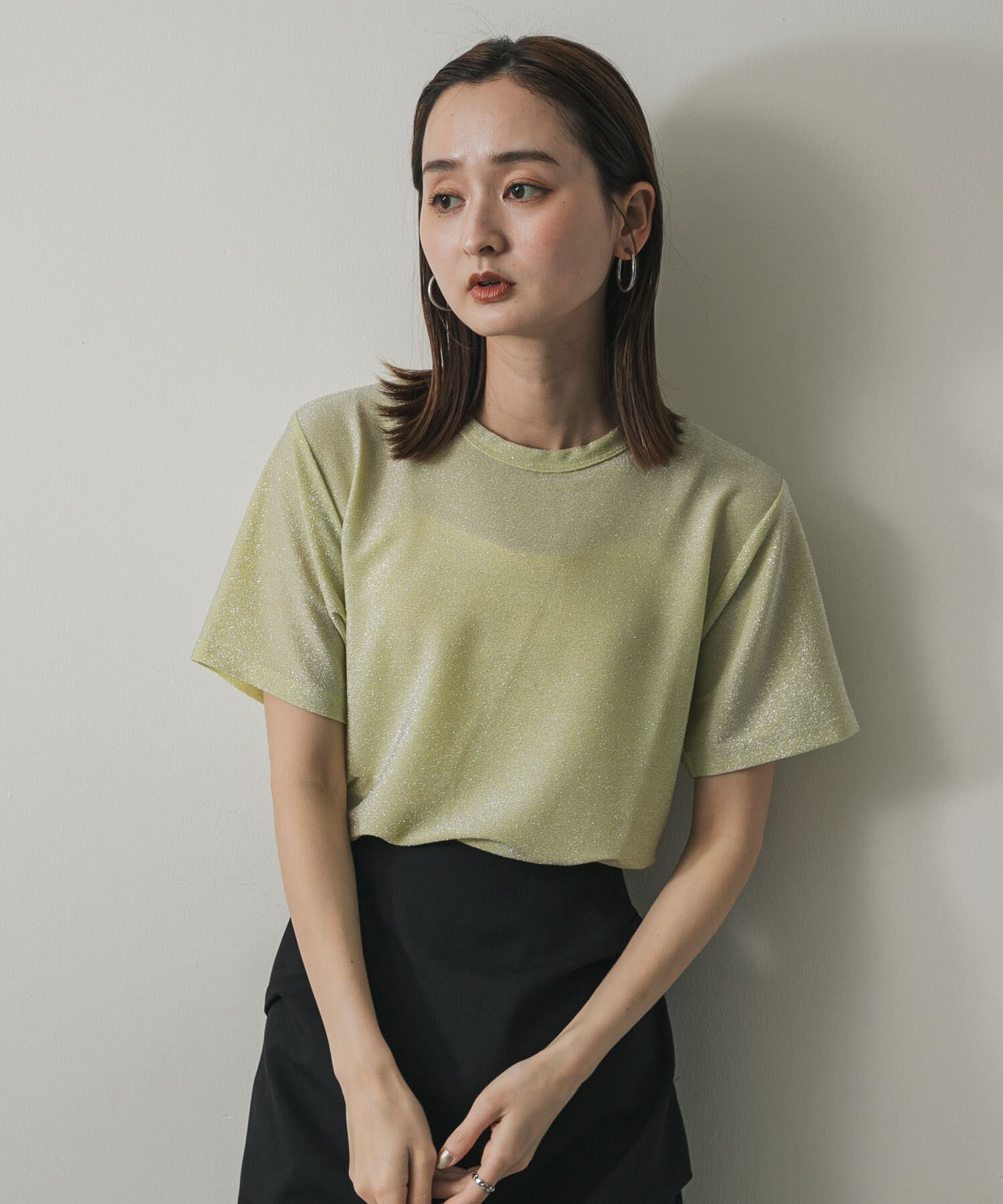 SENSE OF PLACE by URBAN RESEARCH「クルーネックラメTシャツ(半袖)」|Tシャツ・カットソー|