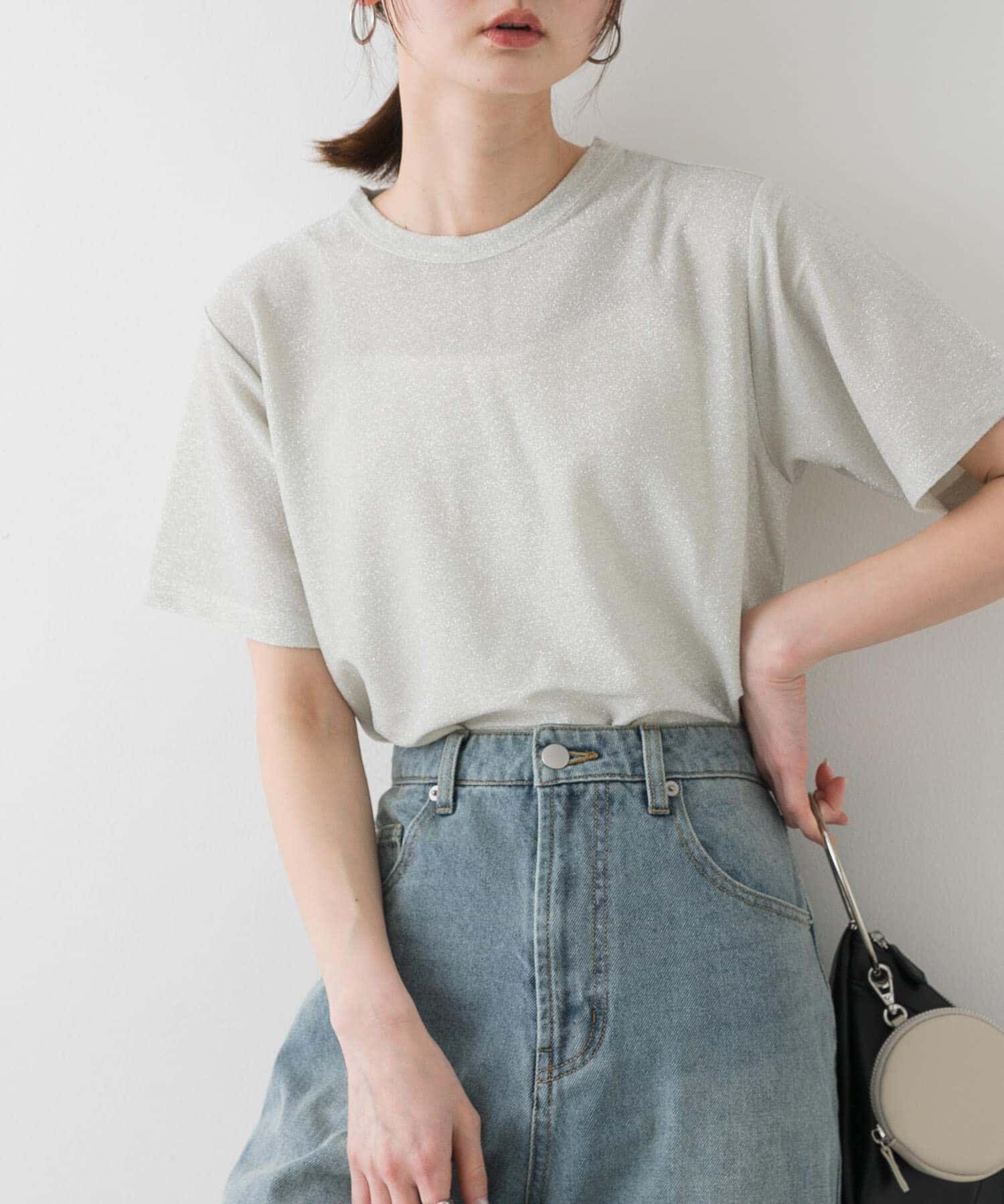 SENSE OF PLACE by URBAN RESEARCH「クルーネックラメTシャツ(半袖)」|Tシャツ・カットソー|