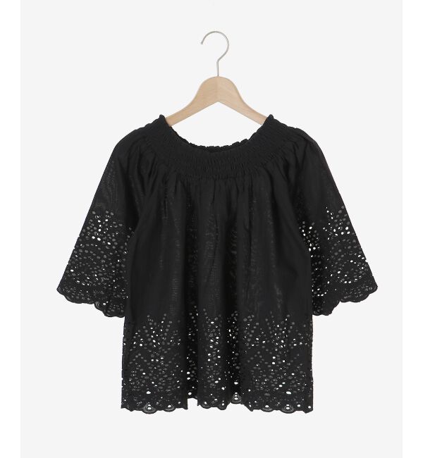 le.coeur blanc「シャーリングネックカットワークブラウス」|シャツ・ブラウス|