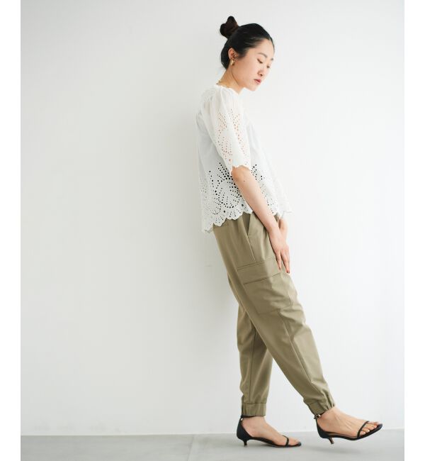 le.coeur blanc「シャーリングネックカットワークブラウス」|シャツ・ブラウス|