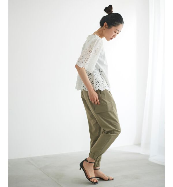 le.coeur blanc「シャーリングネックカットワークブラウス」|シャツ・ブラウス|