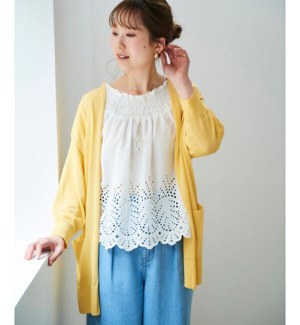 le.coeur blanc「シャーリングネックカットワークブラウス」|シャツ・ブラウス|