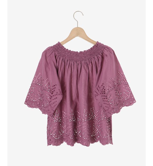 le.coeur blanc「シャーリングネックカットワークブラウス」|シャツ・ブラウス|