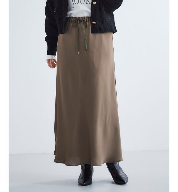 le.coeur blanc「サテンナロースカート」|スカート|カーキブラウン