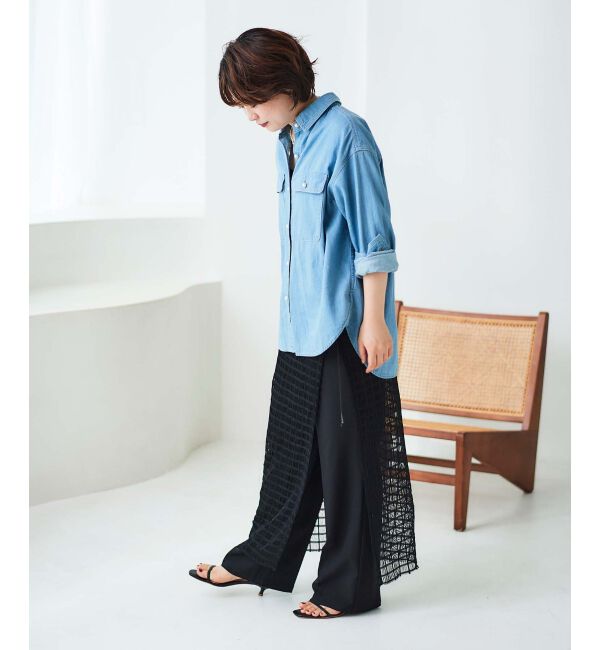 le.coeur blanc「格子柄レースラップレイヤードスカート」|スカート|