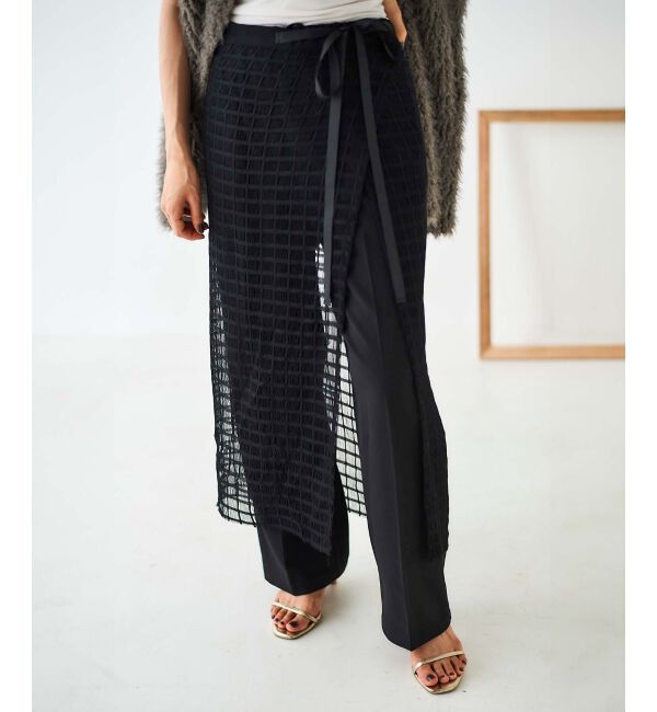 le.coeur blanc「格子柄レースラップレイヤードスカート」|スカート|