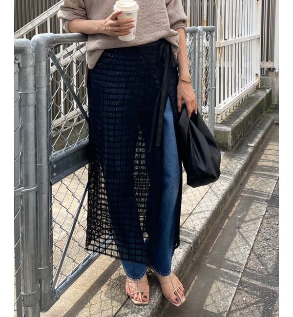 le.coeur blanc「格子柄レースラップレイヤードスカート」|スカート|