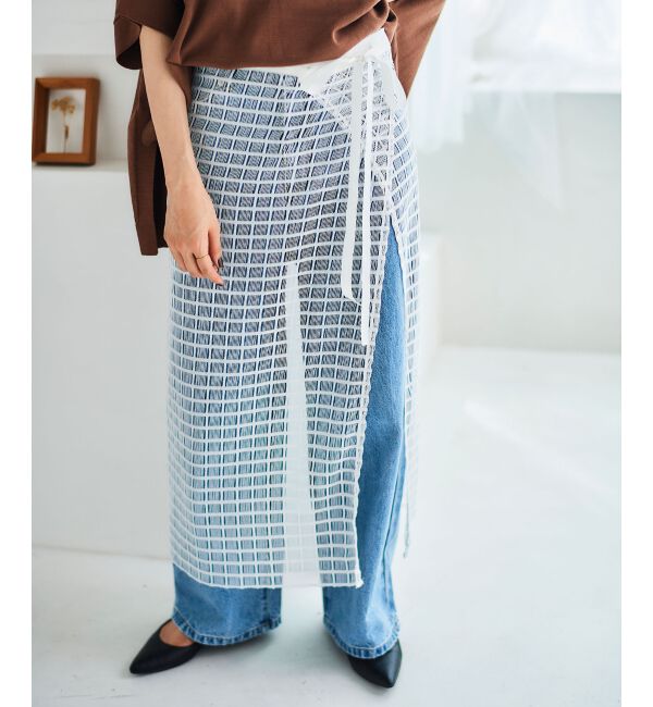 le.coeur blanc「格子柄レースラップレイヤードスカート」|スカート|