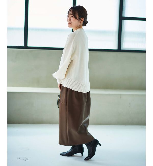 le.coeur blanc「ギャザーコクーン合皮スカート」|スカート|