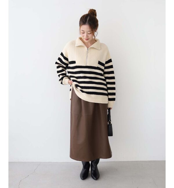 le.coeur blanc「ギャザーコクーン合皮スカート」|スカート|