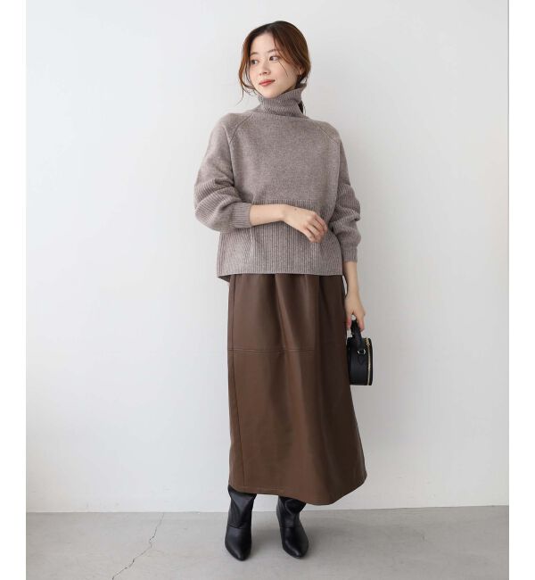 le.coeur blanc「ギャザーコクーン合皮スカート」|スカート|