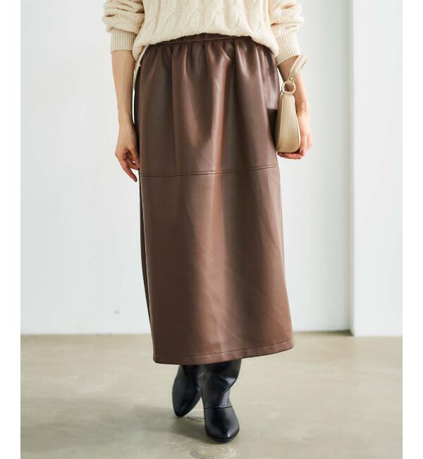 le.coeur blanc「ギャザーコクーン合皮スカート」|スカート|
