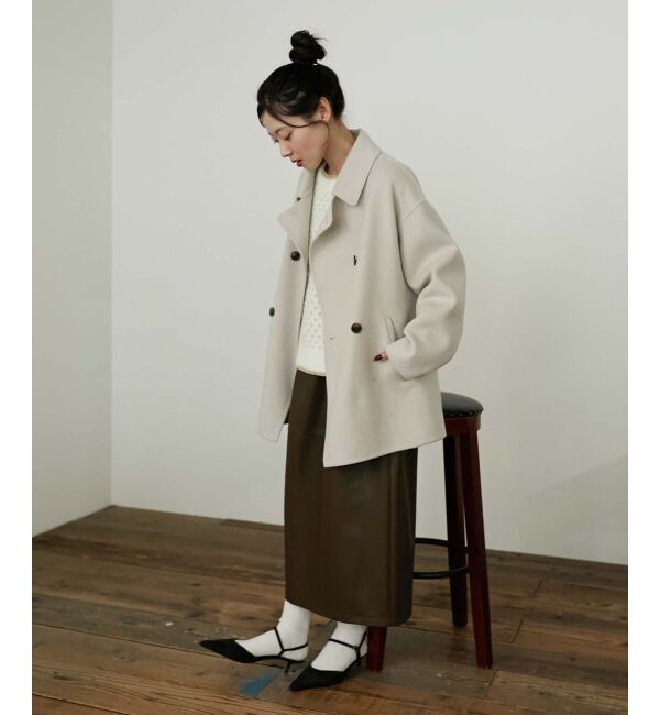 le.coeur blanc「ギャザーコクーン合皮スカート」|スカート|