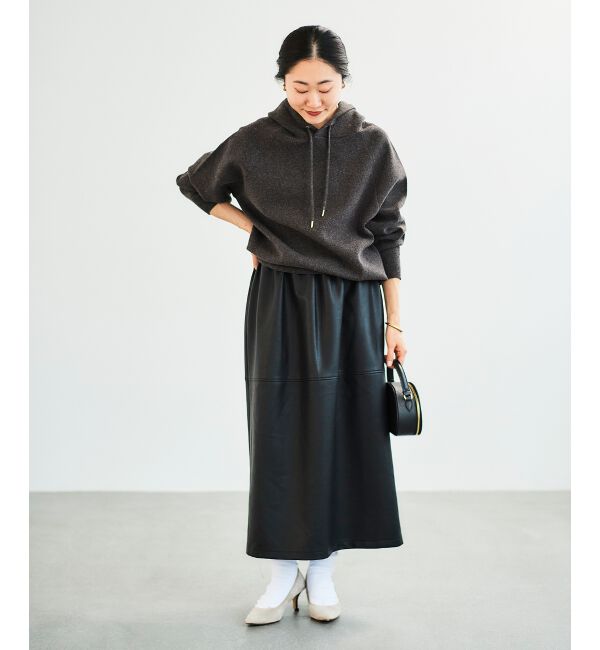 le.coeur blanc「ギャザーコクーン合皮スカート」|スカート|