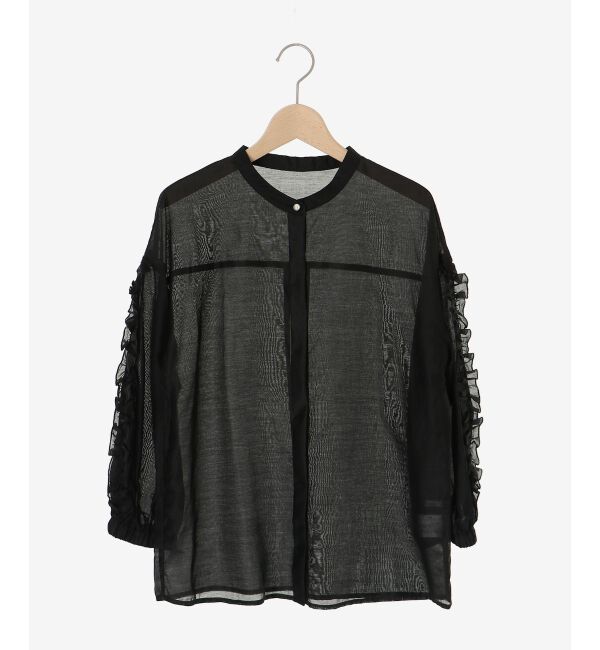 le.coeur blanc「《手洗い可能》ブライトシアーローンフリルスリーブブラウス」|シャツ・ブラウス|