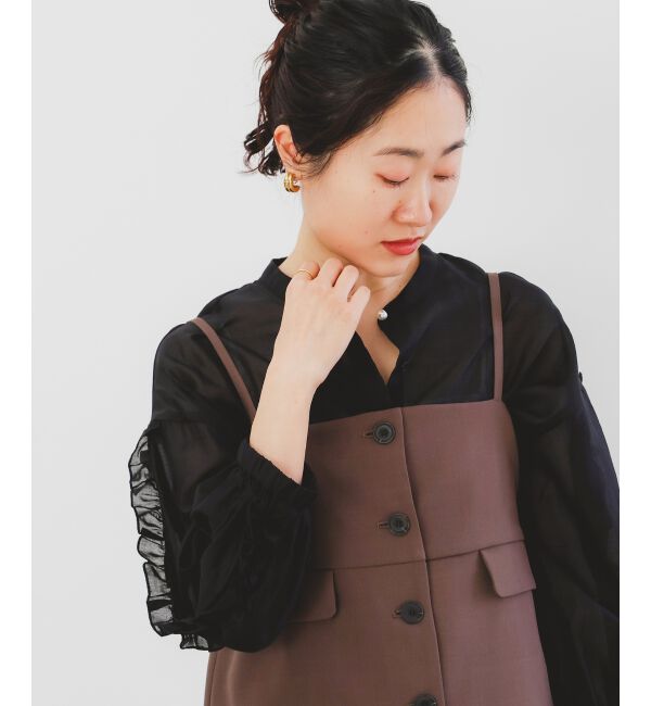 le.coeur blanc「《手洗い可能》ブライトシアーローンフリルスリーブブラウス」|シャツ・ブラウス|