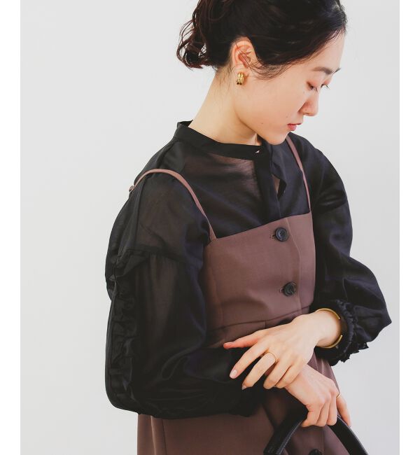 le.coeur blanc「《手洗い可能》ブライトシアーローンフリルスリーブブラウス」|シャツ・ブラウス|