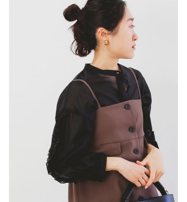 le.coeur blanc「《手洗い可能》ブライトシアーローンフリルスリーブブラウス」|シャツ・ブラウス|