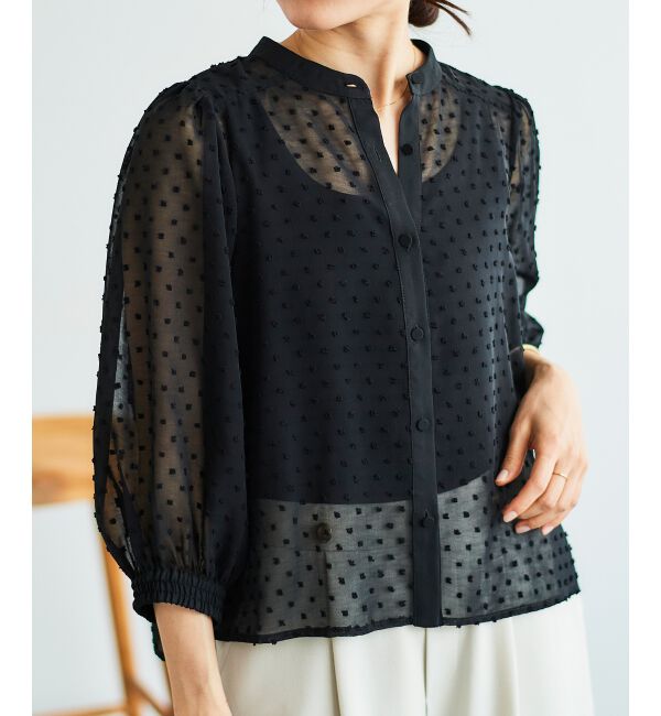  「ドットシアーギャザーブラウス」|シャツ・ブラウス|