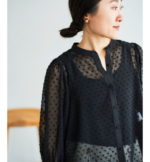  「ドットシアーギャザーブラウス」|シャツ・ブラウス|
