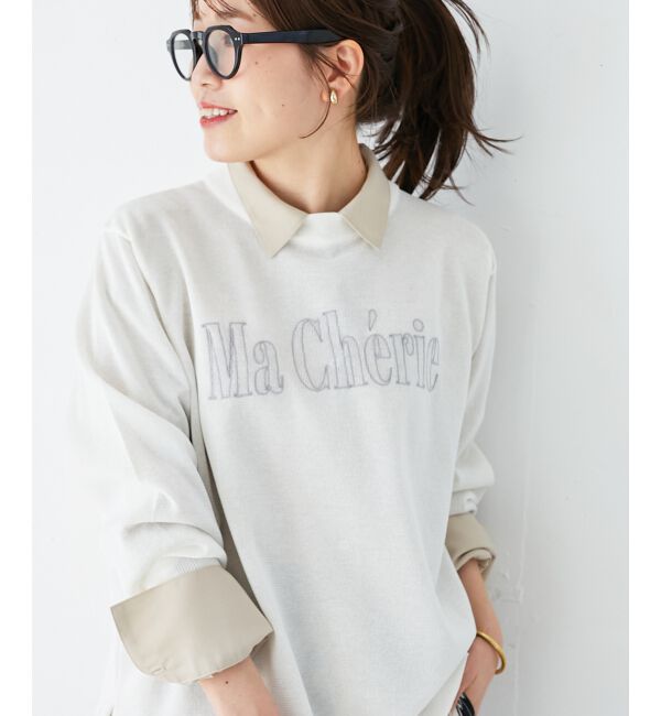 le.coeur blanc「シアー刺繍ロゴニットプルオーバー」|ニット・セーター|