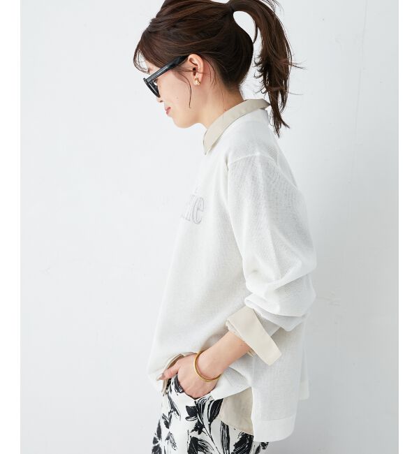 le.coeur blanc「シアー刺繍ロゴニットプルオーバー」|ニット・セーター|