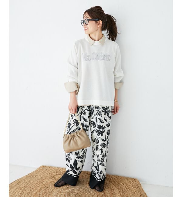 le.coeur blanc「シアー刺繍ロゴニットプルオーバー」|ニット・セーター|