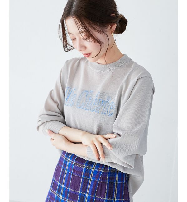 le.coeur blanc「シアー刺繍ロゴニットプルオーバー」|ニット・セーター|L／グレー