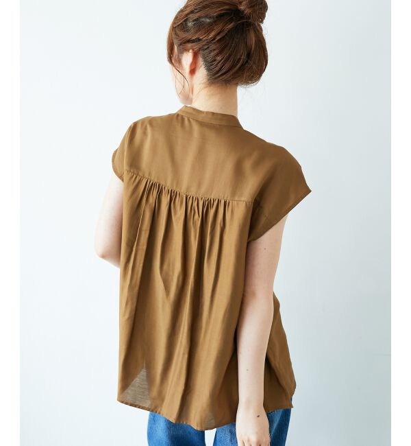  「《手洗い可能》シルキーローンフロントフリルフレンチブラウス」|シャツ・ブラウス|