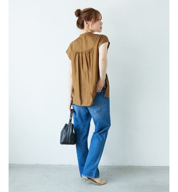  「《手洗い可能》シルキーローンフロントフリルフレンチブラウス」|シャツ・ブラウス|