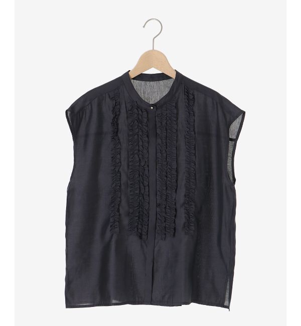  「《手洗い可能》シルキーローンフロントフリルフレンチブラウス」|シャツ・ブラウス|