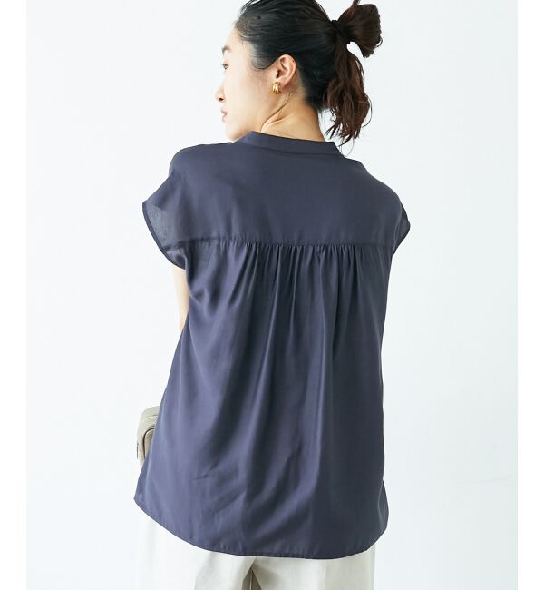  「《手洗い可能》シルキーローンフロントフリルフレンチブラウス」|シャツ・ブラウス|