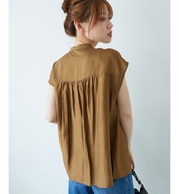  「《手洗い可能》シルキーローンフロントフリルフレンチブラウス」|シャツ・ブラウス|