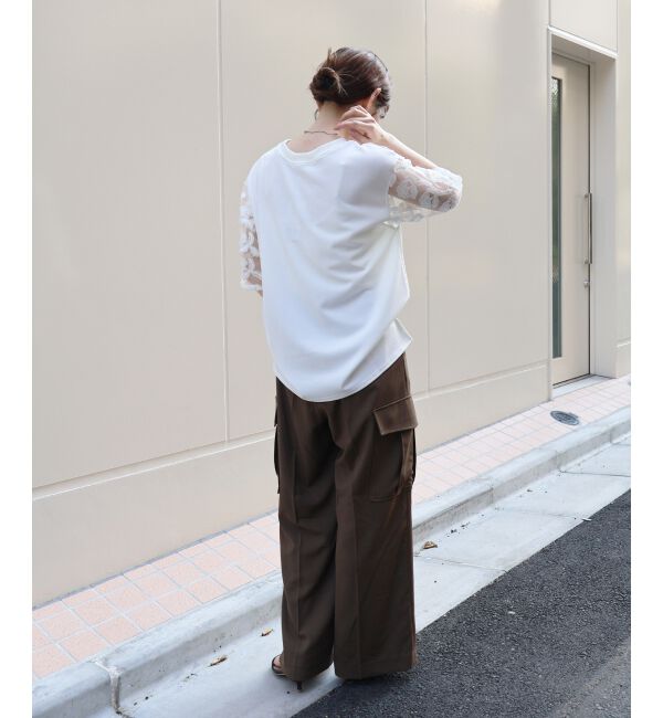  「《手洗い可能》スリーブシアーレースプルオーバー」|Tシャツ・カットソー|