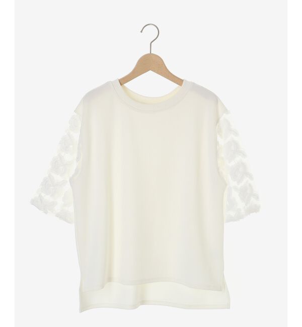  「《手洗い可能》スリーブシアーレースプルオーバー」|Tシャツ・カットソー|