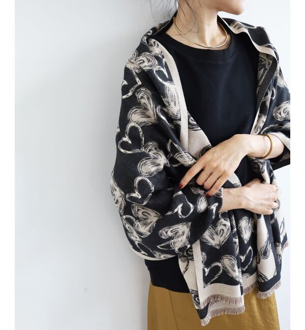  「《WEB限定アイテム》アソート柄大判ストール」|ストール|ブラック柄