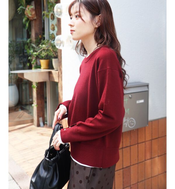  「スリーブボタンクループルオーバー」|ニット・セーター|