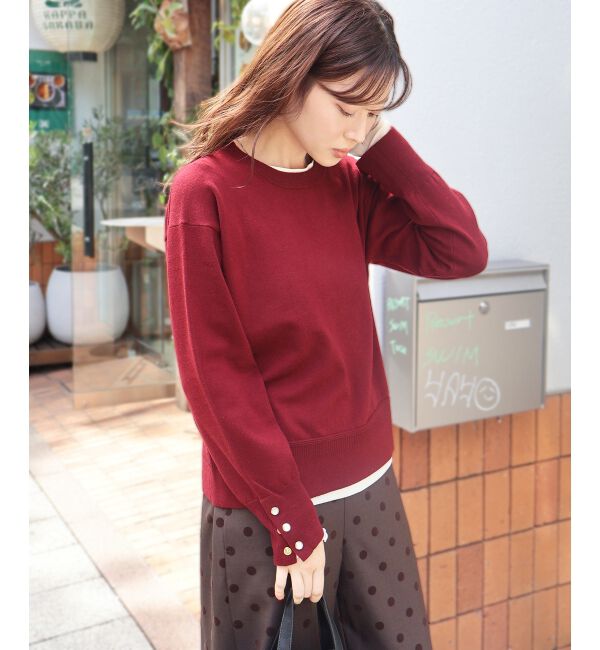  「スリーブボタンクループルオーバー」|ニット・セーター|