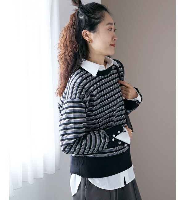  「スリーブボタンクループルオーバー」|ニット・セーター|