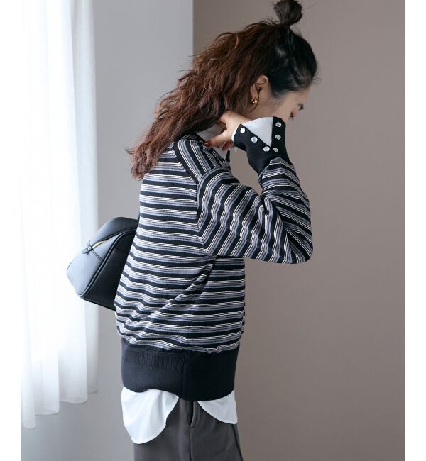  「スリーブボタンクループルオーバー」|ニット・セーター|