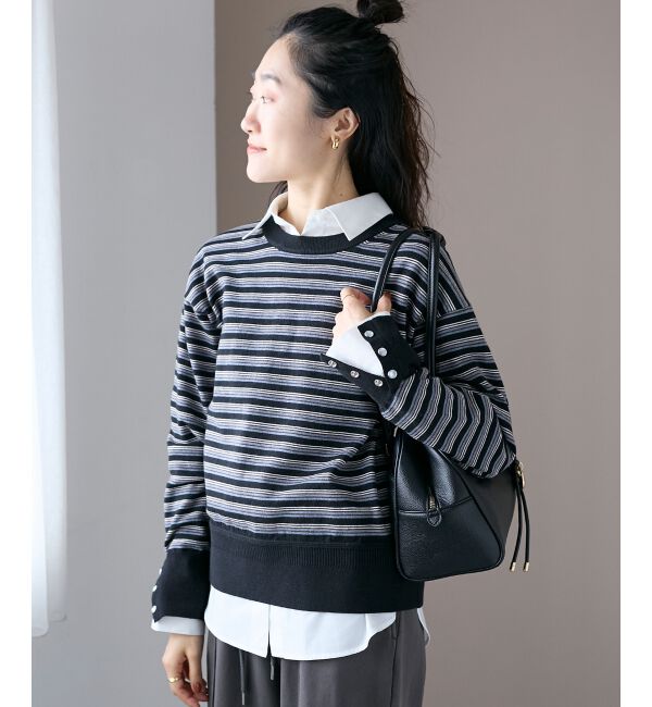  「スリーブボタンクループルオーバー」|ニット・セーター|