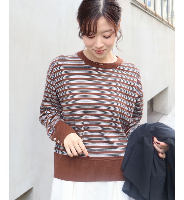  「スリーブボタンクループルオーバー」|ニット・セーター|