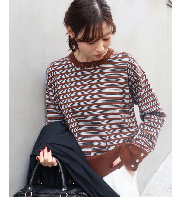  「スリーブボタンクループルオーバー」|ニット・セーター|