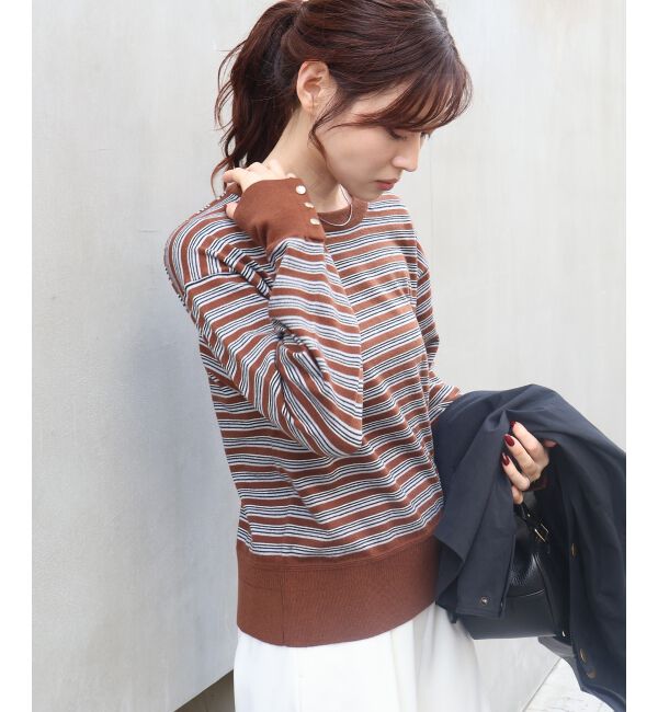  「スリーブボタンクループルオーバー」|ニット・セーター|