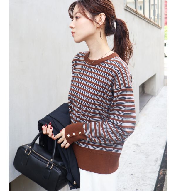  「スリーブボタンクループルオーバー」|ニット・セーター|